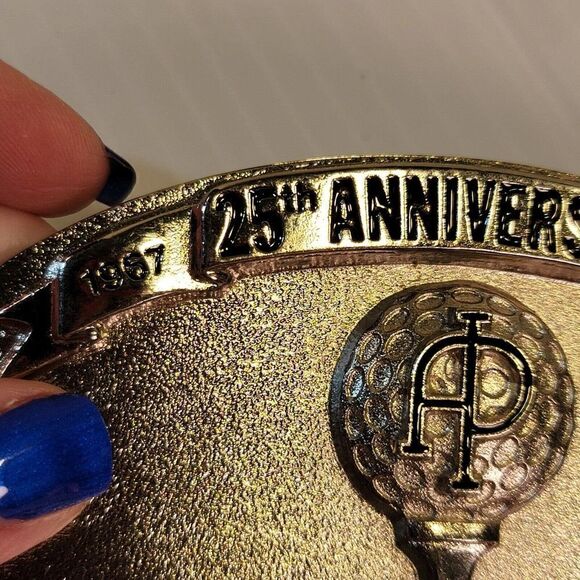 Vintage API Golf Belt Buckle Silver 25TH Anniversary Woodward, OK 1967-1992 - Picture 5 of 11